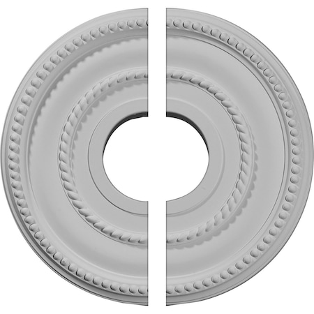 Ekena Millwork Valeriano Ceiling Medallion, Two Piece (Fits Canopies up to 6 1/4"), 12 1/8"OD x 3 5/8"ID x 3/4"P CM12VA2